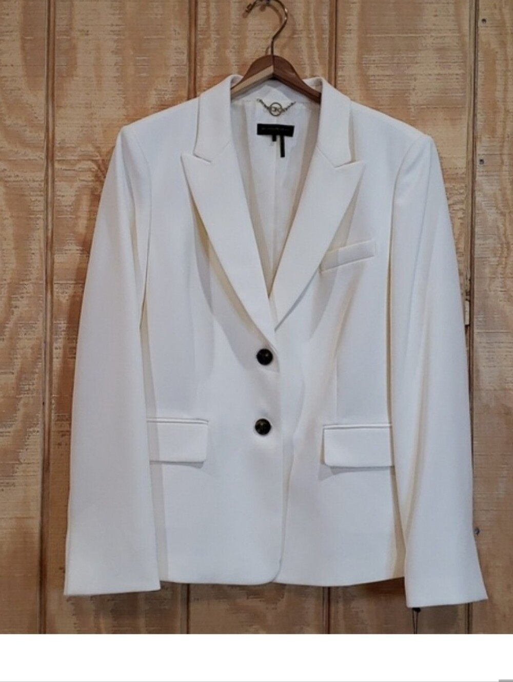 Donna Karan NWT City Oasis Ivory White Two Button Blazer Jacket Size 14